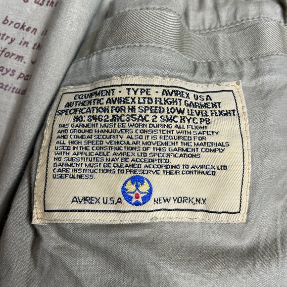 Vintage Avirex A-2 Bomber Flight Jacket USAF Certified USA Beige Cotton Canvas M - Picture 5 of 9